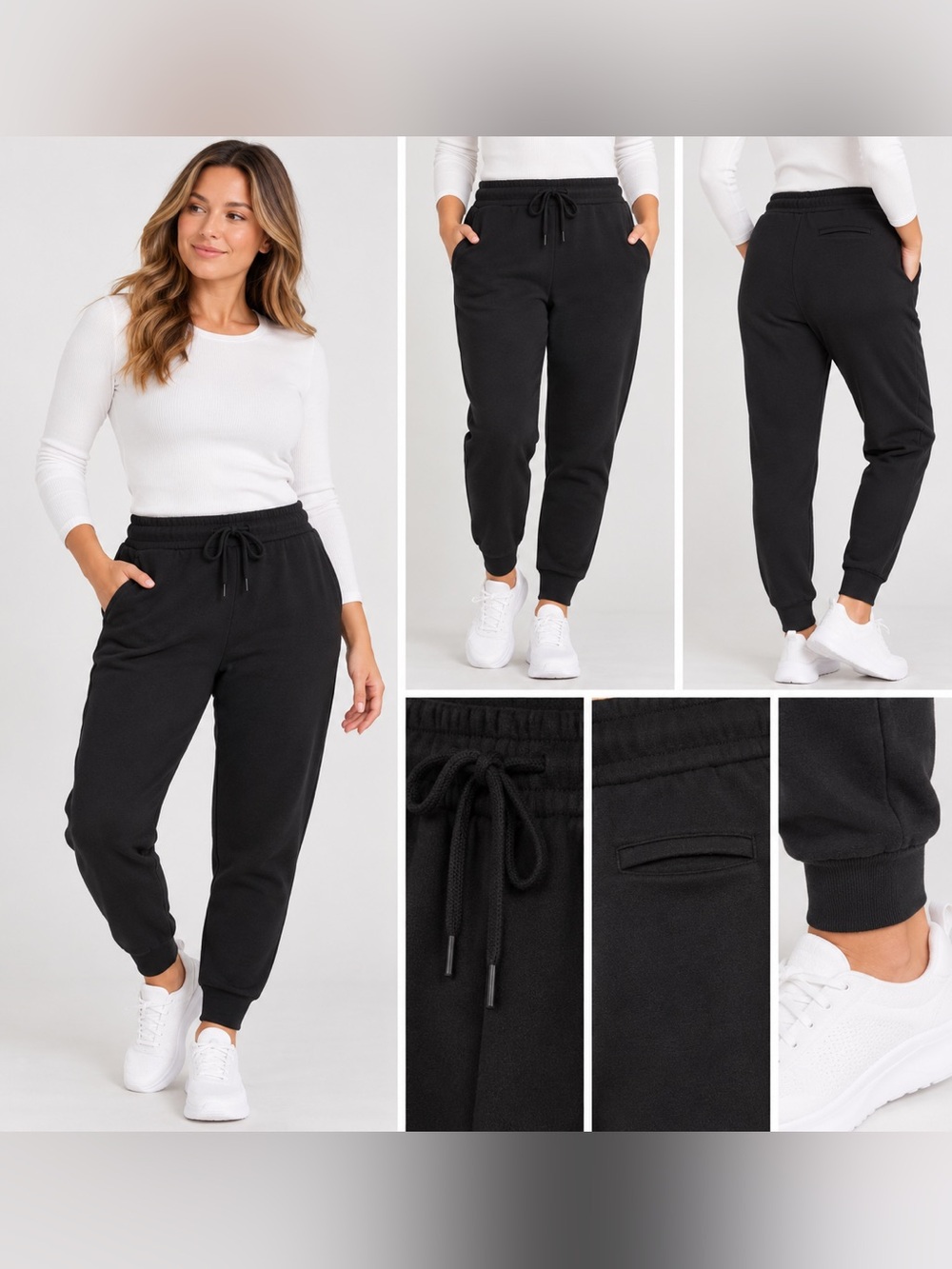 Xersion Women’s Black Fleece Jogger Pants Size Large Drawstring